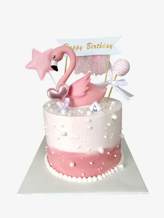 粉色天鹅甜品生日蛋糕免抠