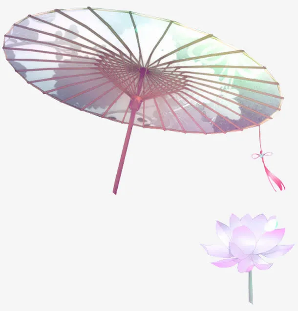手绘油纸伞免抠