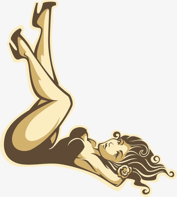睡在地上的美女免抠