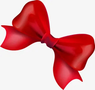 红色简约蝴蝶结免抠