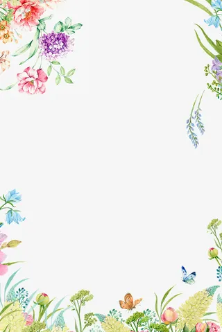 手绘画手绘玫瑰花朵边框免抠