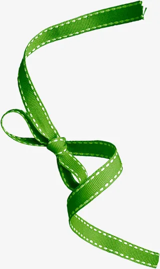 绿色蝴蝶结彩带免抠