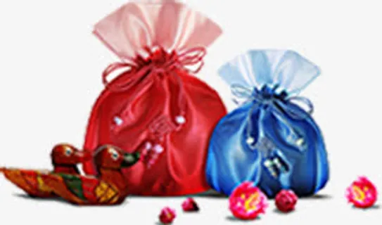 中国风红蓝色荷包免抠