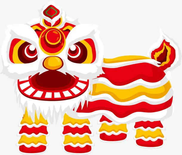 卡通中国风春节舞狮免抠