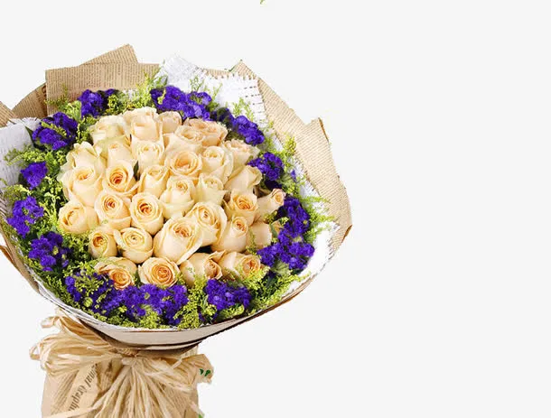 扇形鲜花搭配免抠