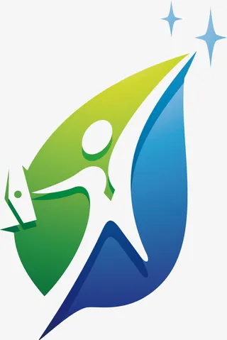 抽象人形绿叶素材免抠