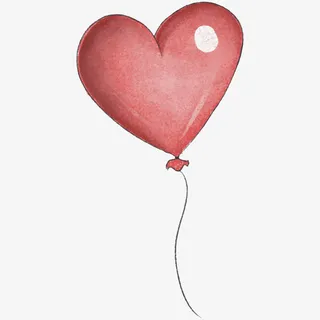 手绘水彩心形气球免抠