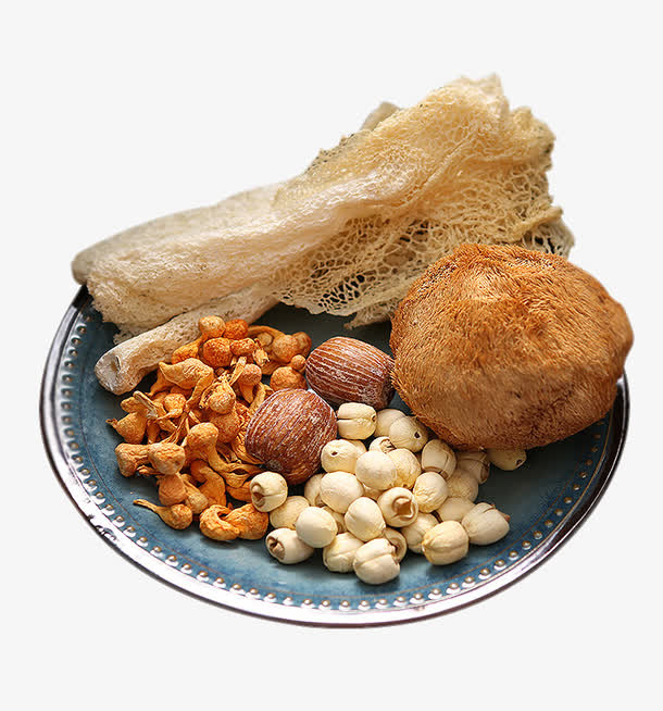 猴头菇竹荪莲子汤原料免抠