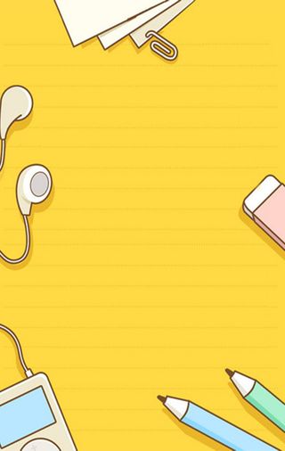 黄色背景手绘耳机信纸平面广告高清