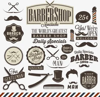 理发店矢量标志设计素材免抠