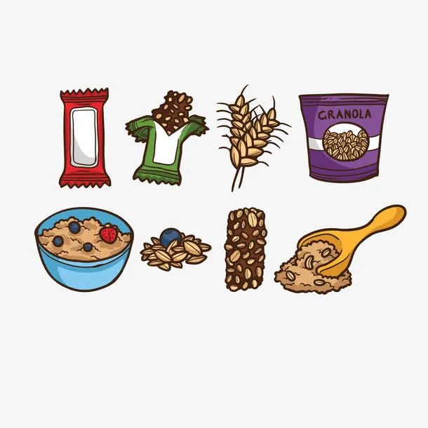 矢量手绘燕麦食品燕麦粒免抠