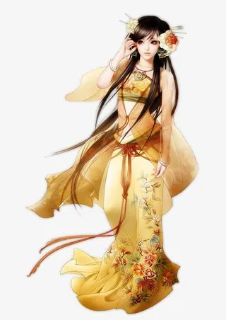 游戏原画黄衣服美女免抠
