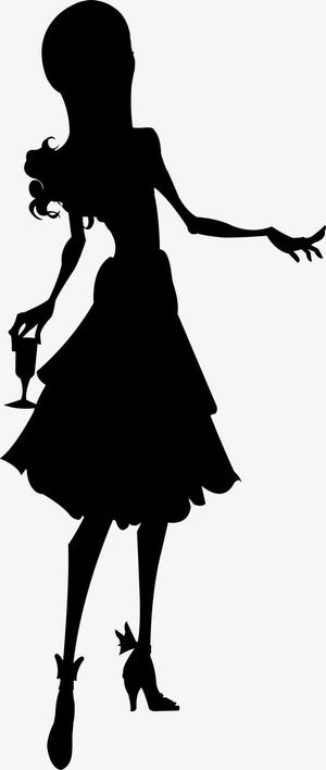 手绘时尚美女人物剪影免抠