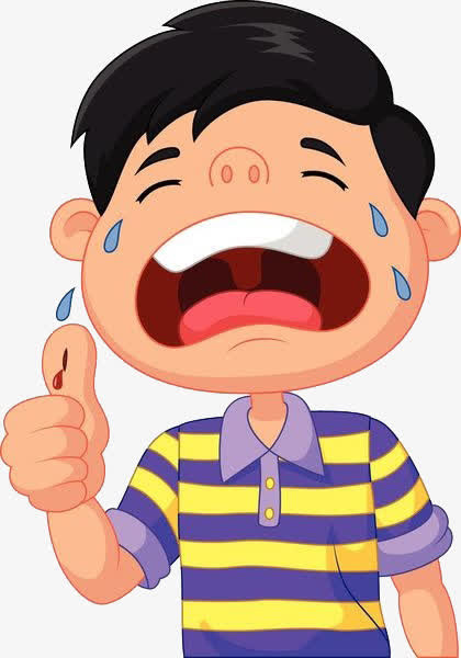 拇指受伤后大哭的小孩子免抠