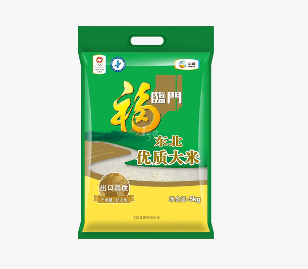 绿色黄色拼装大米设计包装免抠