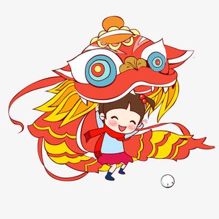 卡通舞龙可爱小女孩免抠