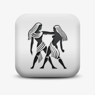 磨砂白广场图标文化占星术双子座免抠