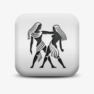 磨砂白广场图标文化占星术双子座免抠