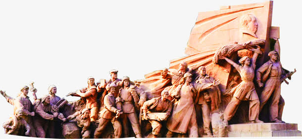 雕塑建党人员设计效果图免抠
