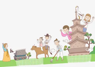 手绘韩国人免抠