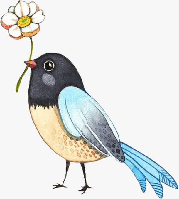 设计海报卡通小图案小鸟花朵免抠
