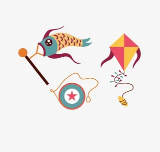 卡通鲤鱼旗风筝免抠