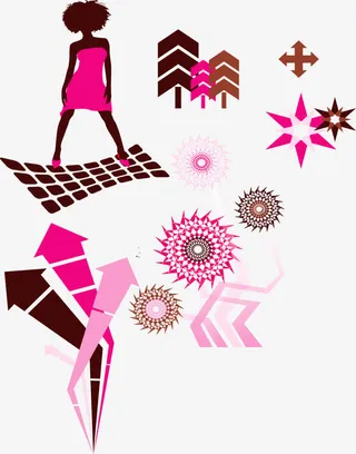 粉红色小女孩三角箭头矢量图免抠