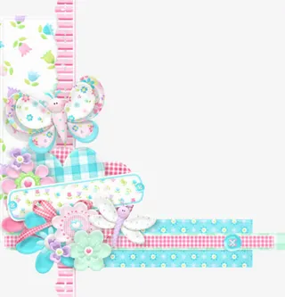蝴蝶布条边框免抠
