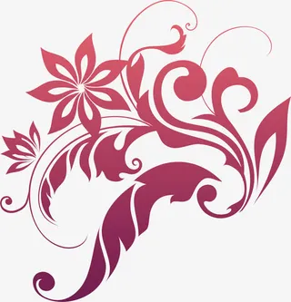 潮流花草渐变免抠