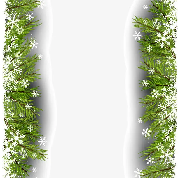 雪花松树枝免抠