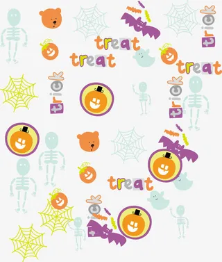 卡通可爱万圣节矢量底纹装饰素材免抠