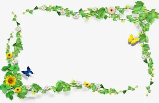 绿叶相框 植物相框免抠