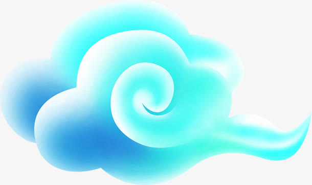 蓝色云朵祥云中国风免抠