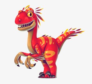 红色的卡通恐龙动物免抠