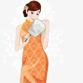 矢量中国风艺术女孩免抠