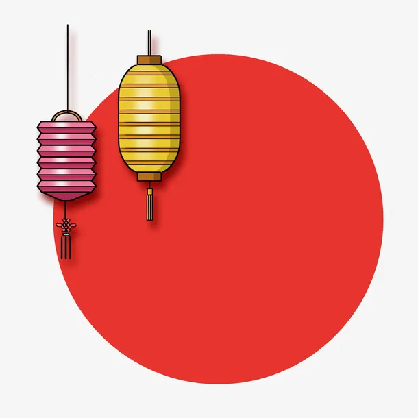 春节灯笼简画红色喜庆边框免抠