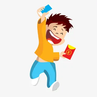 男孩高兴注册送红包免抠