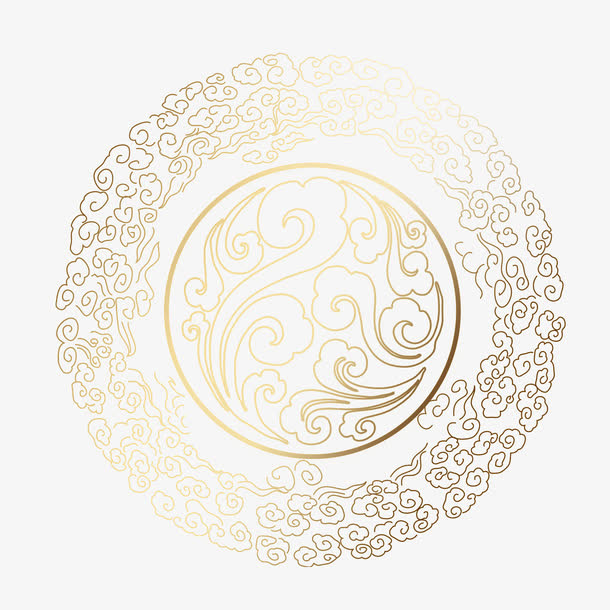 金色富贵花纹装饰免扣素材免抠