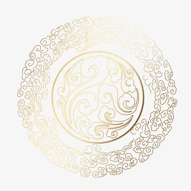 金色富贵花纹装饰免扣素材免抠