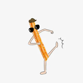 卡通酷帅眼镜拟人踢腿辣条免抠免抠