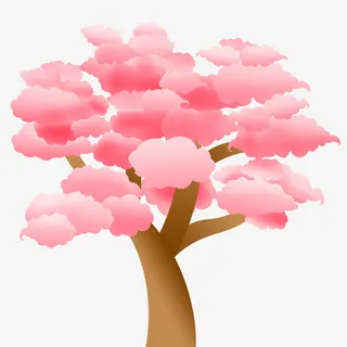 樱花树 渐变效果免抠