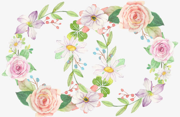 装饰手绘花环素材免抠