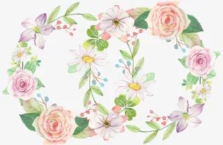 装饰手绘花环素材免抠