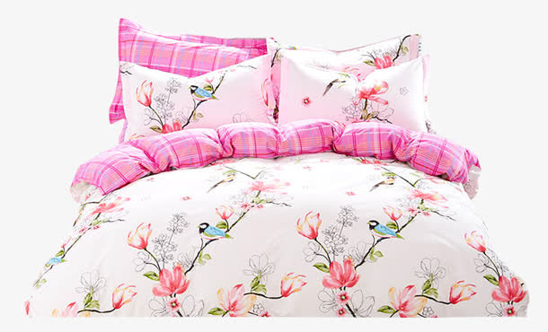 家纺用品百花争艳喜鹊免抠