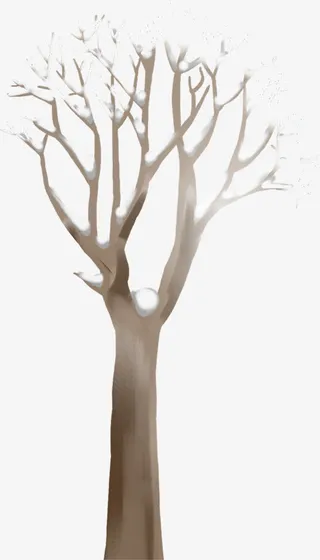 手绘棕色树枝雪花免抠