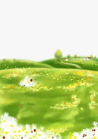水彩野外绿地风光免抠