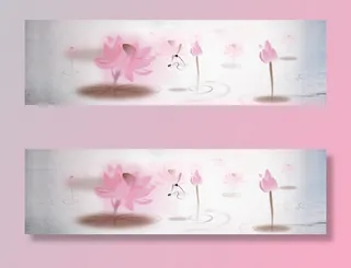 手绘水墨荷花背景底纹免抠