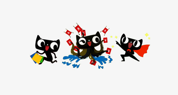 购物黑猫免抠素材免抠