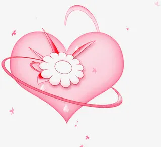 爱心夏日手绘效果粉红色免抠