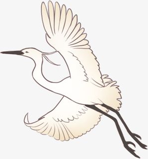 白鹭国风手绘免抠